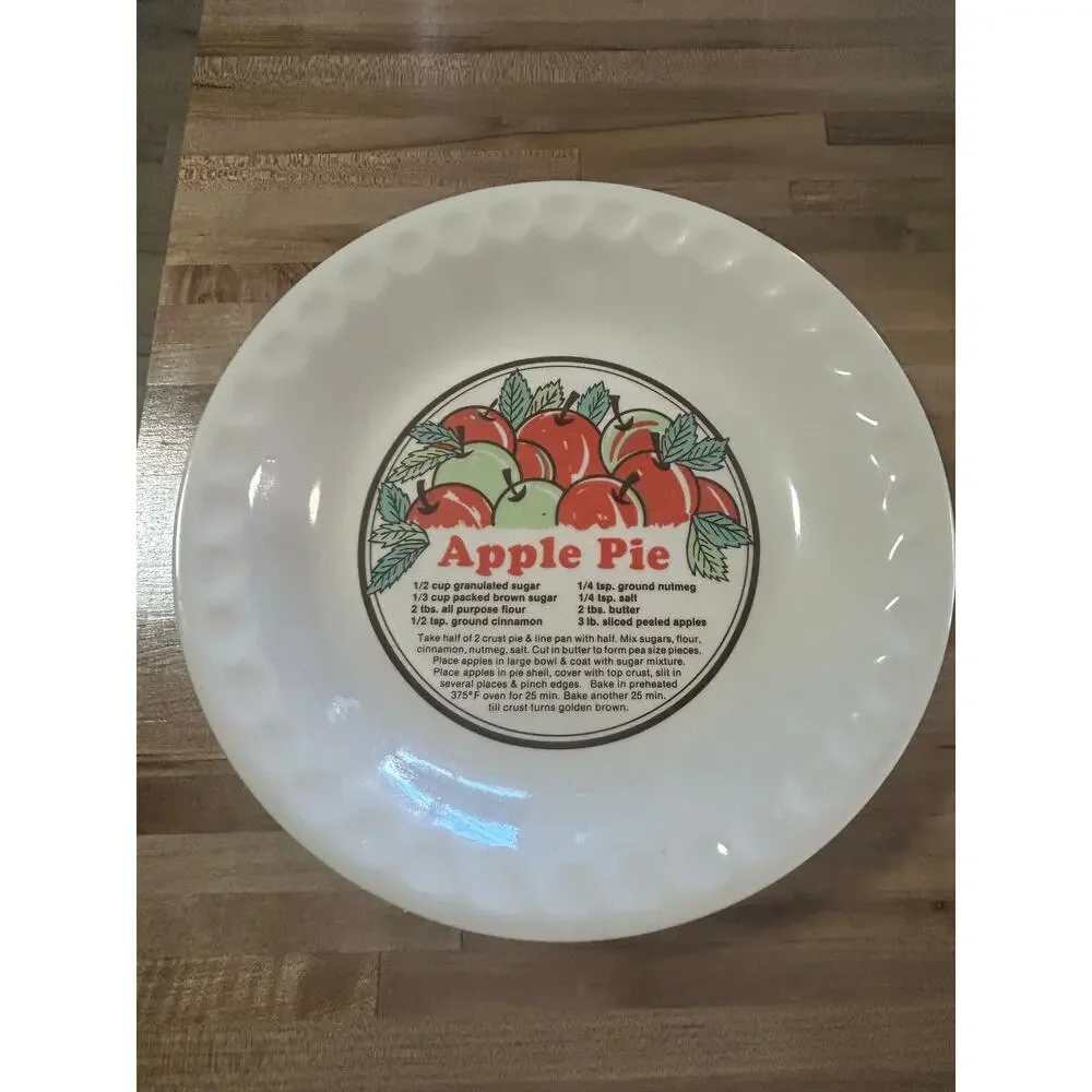Vintage Sunnycraft Sunstone Apple Pie Recipe Baker 11” Ceramic Pie Dish #11011